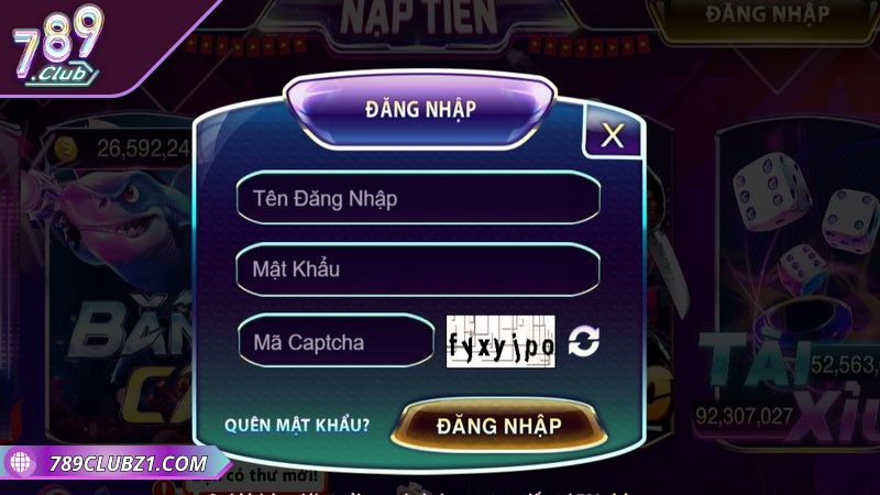Bet thủ hãy nhập thông tin đăng ký và đăng nhập 789CLUB