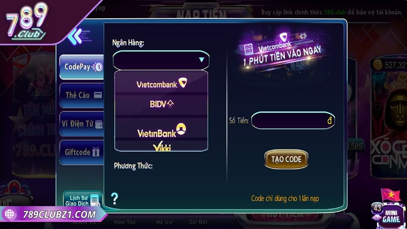 Nạp tiền 789CLUB - Cá cược thả ga không lo về vốn